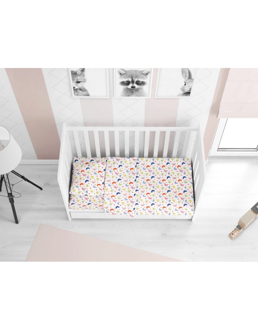 ΣΕΝΤΟΝΙΑ ΕΜΠΡΙΜΕ ΣΕΤ 3 τεμ bebe Butterfly 49 120X160 Rotary Print Cotton 100%