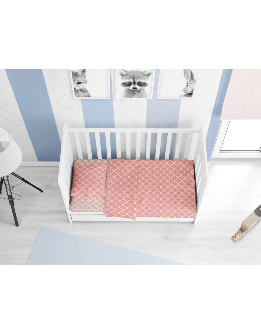 ΣΕΝΤΟΝΙΑ ΕΜΠΡΙΜΕ ΣΕΤ 3 τεμ bebe Windows Multi 162 120X160 White-Coral Cotton 100%