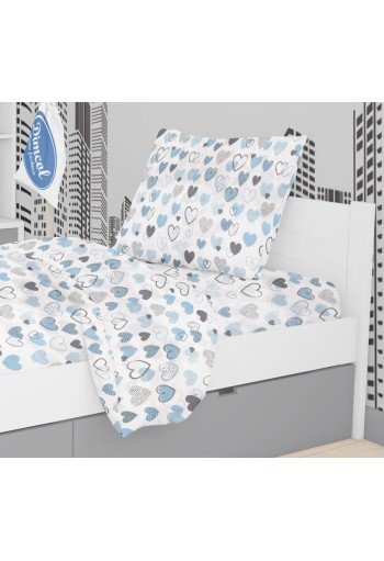 ΜΑΞΙΛΑΡΟΘΗΚΗ ΕΜΠΡΙΜΕ kids Hearts 08 50X70 Blue Cotton 100% ΜΑΞΙΛΑΡΟΘΗΚΗ ΕΜΠΡΙΜΕ kids Hearts 08 50X70 Blue Cotton 100%