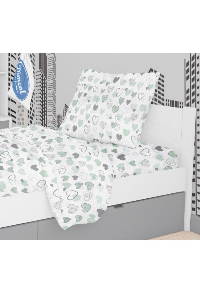 ΜΑΞΙΛΑΡΟΘΗΚΗ ΕΜΠΡΙΜΕ kids Hearts 10 50X70 Green Cotton 100%