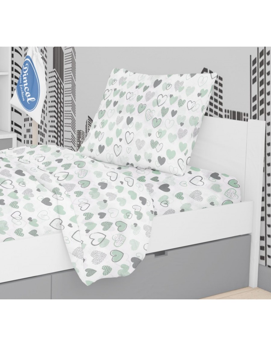 ΜΑΞΙΛΑΡΟΘΗΚΗ ΕΜΠΡΙΜΕ kids Hearts 10 50X70 Green Cotton 100%