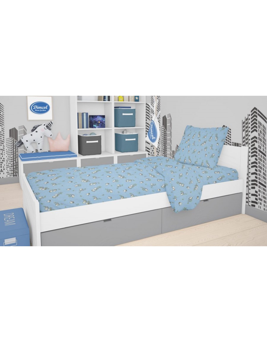 ΣΕΝΤΟΝΙΑ ΕΜΠΡΙΜΕ ΣΕΤ 3 τεμ kids Birds 14 160Χ240 Sky blue Flannel cotton 100%