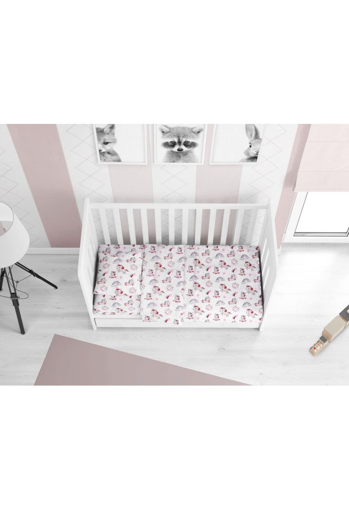 ΚΑΤΩΣΕΝΤΟΝΟ ΜΕ ΛΑΣΤΙΧΟ bebe Unicorn 108 0,70X1,40X0,15 White-Pink Cotton 100%