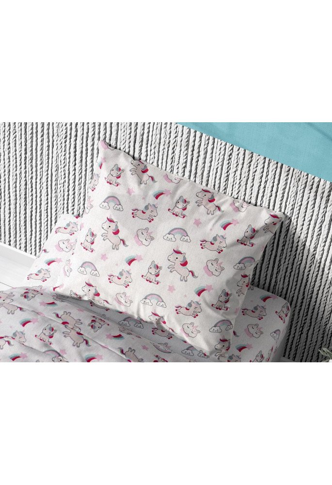 ΜΑΞΙΛΑΡΟΘΗΚΗ ΕΜΠΡΙΜΕ kids Unicorn 108 50X70 White-Pink Cotton 100%