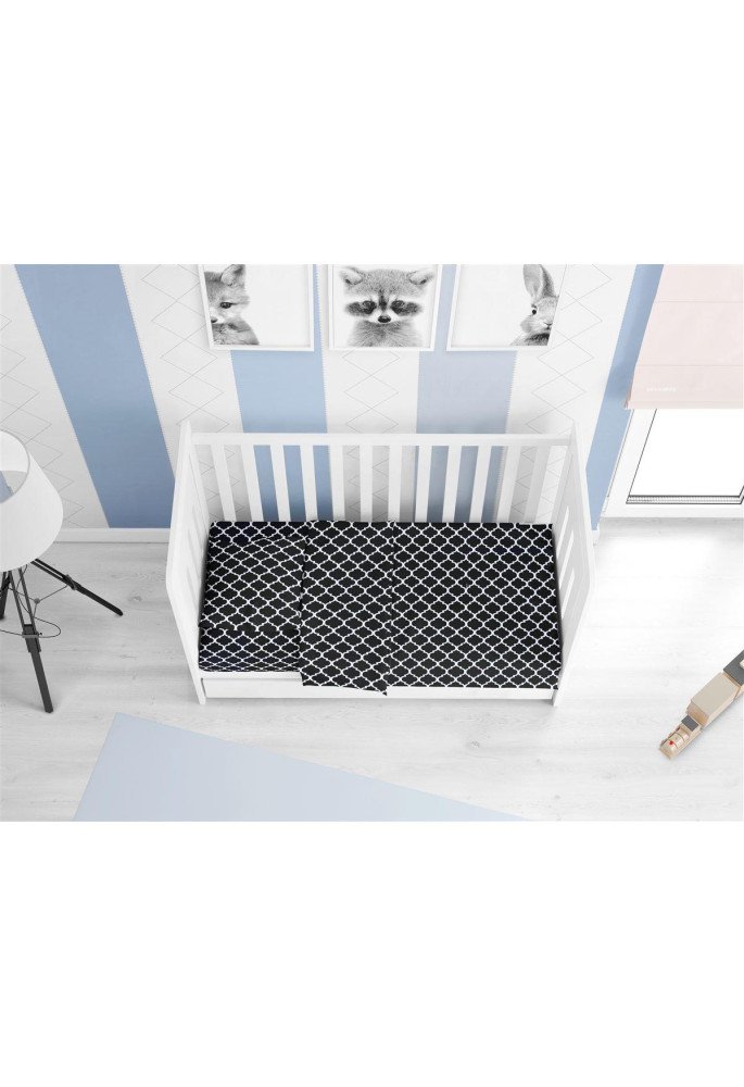 ΚΑΤΩΣΕΝΤΟΝΟ ΜΕ ΛΑΣΤΙΧΟ bebe Windows 175 0,70X1,40X0,15 Dark blue-White Cotton 100%