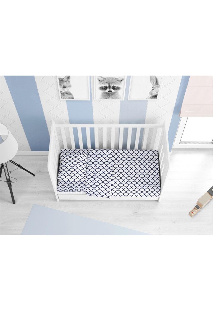 ΚΑΤΩΣΕΝΤΟΝΟ ΜΕ ΛΑΣΤΙΧΟ bebe Windows 176 0,70X1,40X0,15 White-Dark blue Cotton 100%