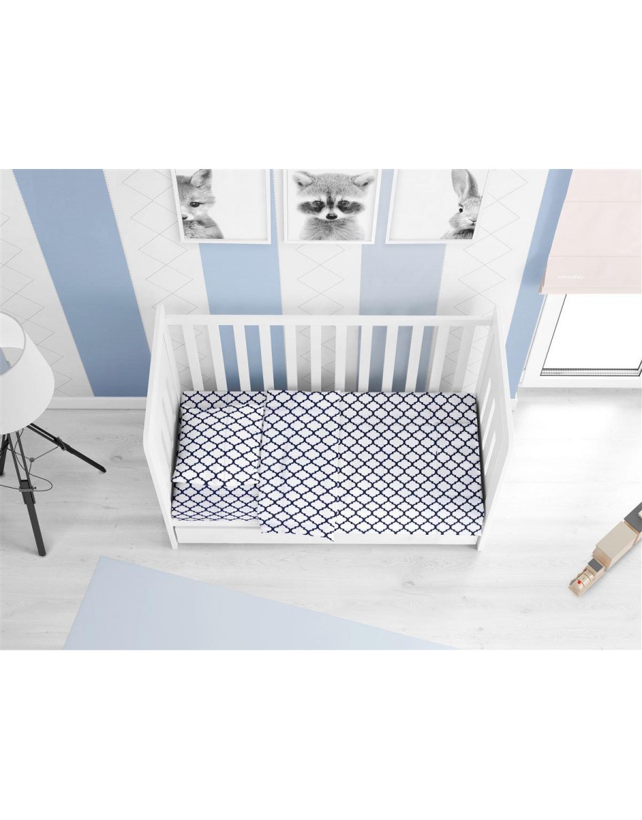 ΚΑΤΩΣΕΝΤΟΝΟ ΜΕ ΛΑΣΤΙΧΟ bebe Windows 176 0,70X1,40X0,15 White-Dark blue Cotton 100%