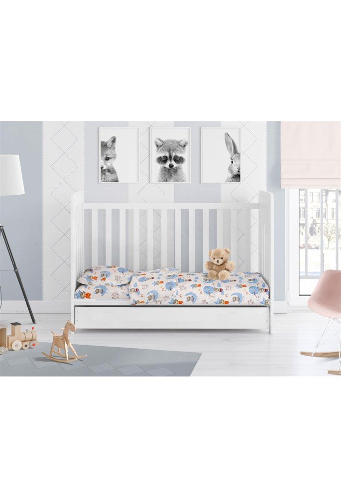 ΚΑΤΩΣΕΝΤΟΝΟ ΜΕ ΛΑΣΤΙΧΟ bebe Reach the stars 191 0,70X1,40X0,15 Sky blue Cotton 100%