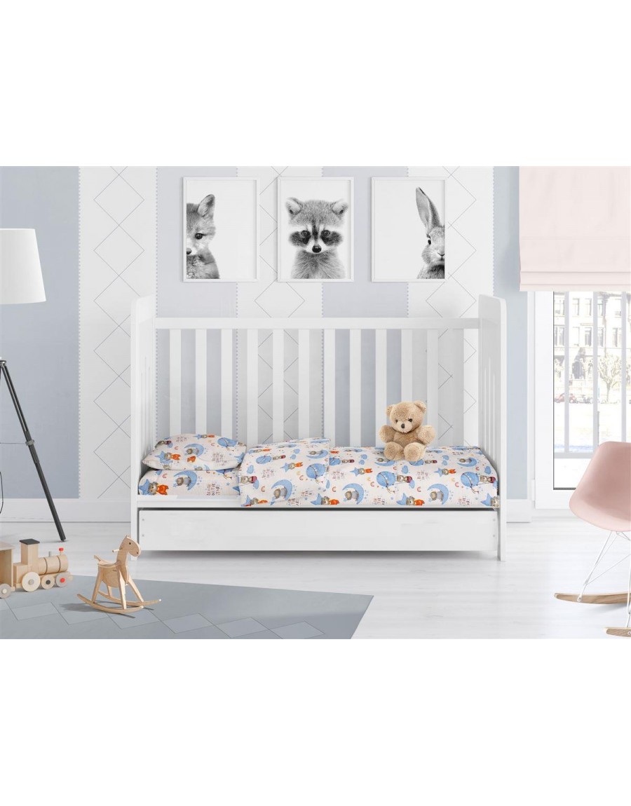 ΚΑΤΩΣΕΝΤΟΝΟ ΜΕ ΛΑΣΤΙΧΟ bebe Reach the stars 191 0,70X1,40X0,15 Sky blue Cotton 100%