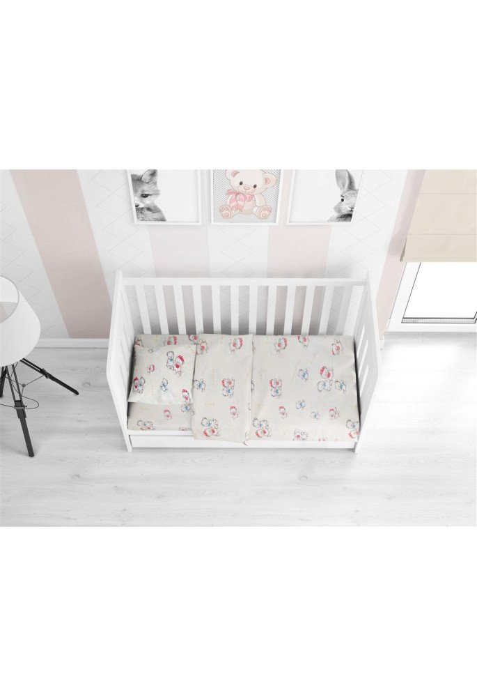 ΣΕΝΤΟΝΙΑ ΕΜΠΡΙΜΕ ΣΕΤ 3 τεμ bebe Two Lovely Bears 67 120X160 Ecru Cotton 100%