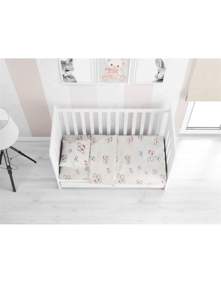 ΣΕΝΤΟΝΙΑ ΕΜΠΡΙΜΕ ΣΕΤ 3 τεμ bebe Two Lovely Bears 67 120X160 Ecru Cotton 100%