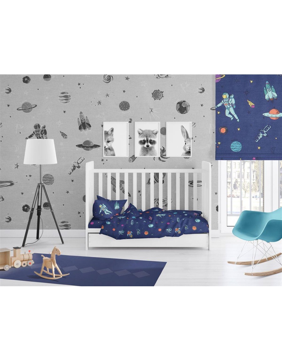 ΚΑΤΩΣΕΝΤΟΝΟ ΜΕ ΛΑΣΤΙΧΟ bebe Space 189 0,70X1,40X0,15 Blue Cotton 100%