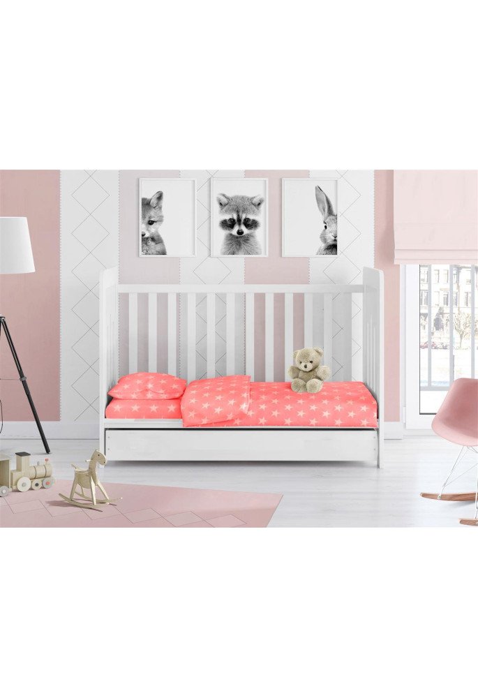 ΚΑΤΩΣΕΝΤΟΝΟ ΜΕ ΛΑΣΤΙΧΟ bebe Star 34 0,70X1,40X0,15 Coral Cotton 100%