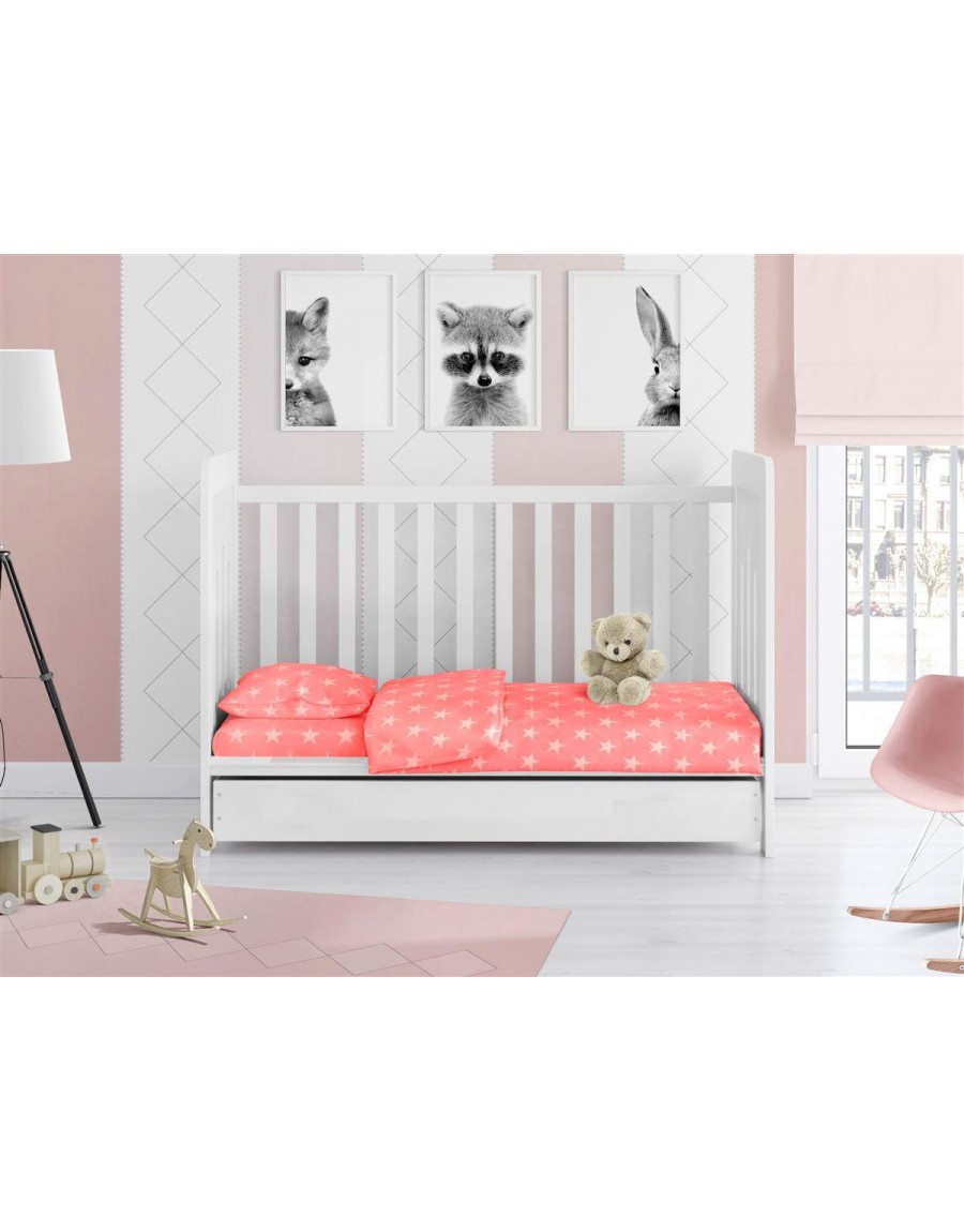 ΚΑΤΩΣΕΝΤΟΝΟ ΜΕ ΛΑΣΤΙΧΟ bebe Star 34 0,70X1,40X0,15 Coral Cotton 100%