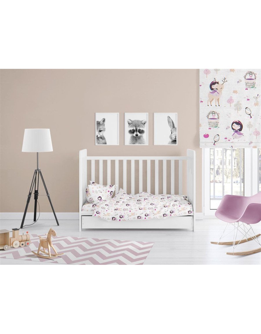 ΠΑΠΛΩΜΑ ΕΜΠΡΙΜΕ bebe Lily & Deer 179 120X160 White-Pink Cotton 100%