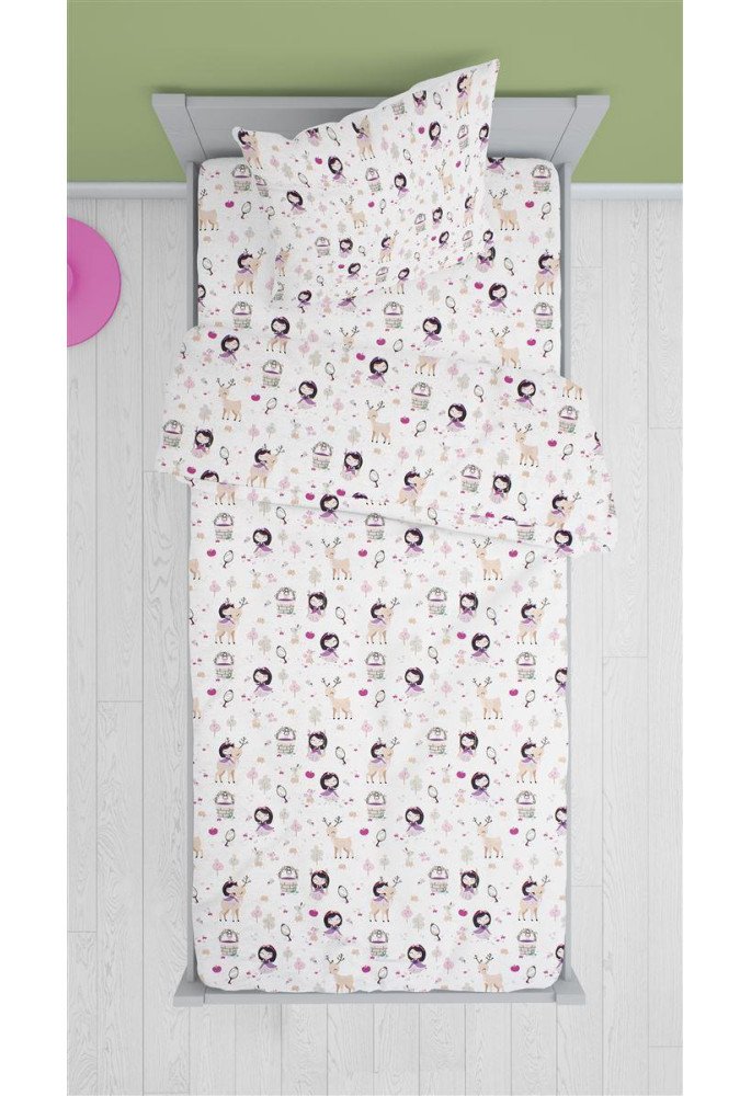 ΠΑΠΛΩΜΑ ΕΜΠΡΙΜΕ kids Lily & Deer 179 160X240 White-Pink Cotton 100%