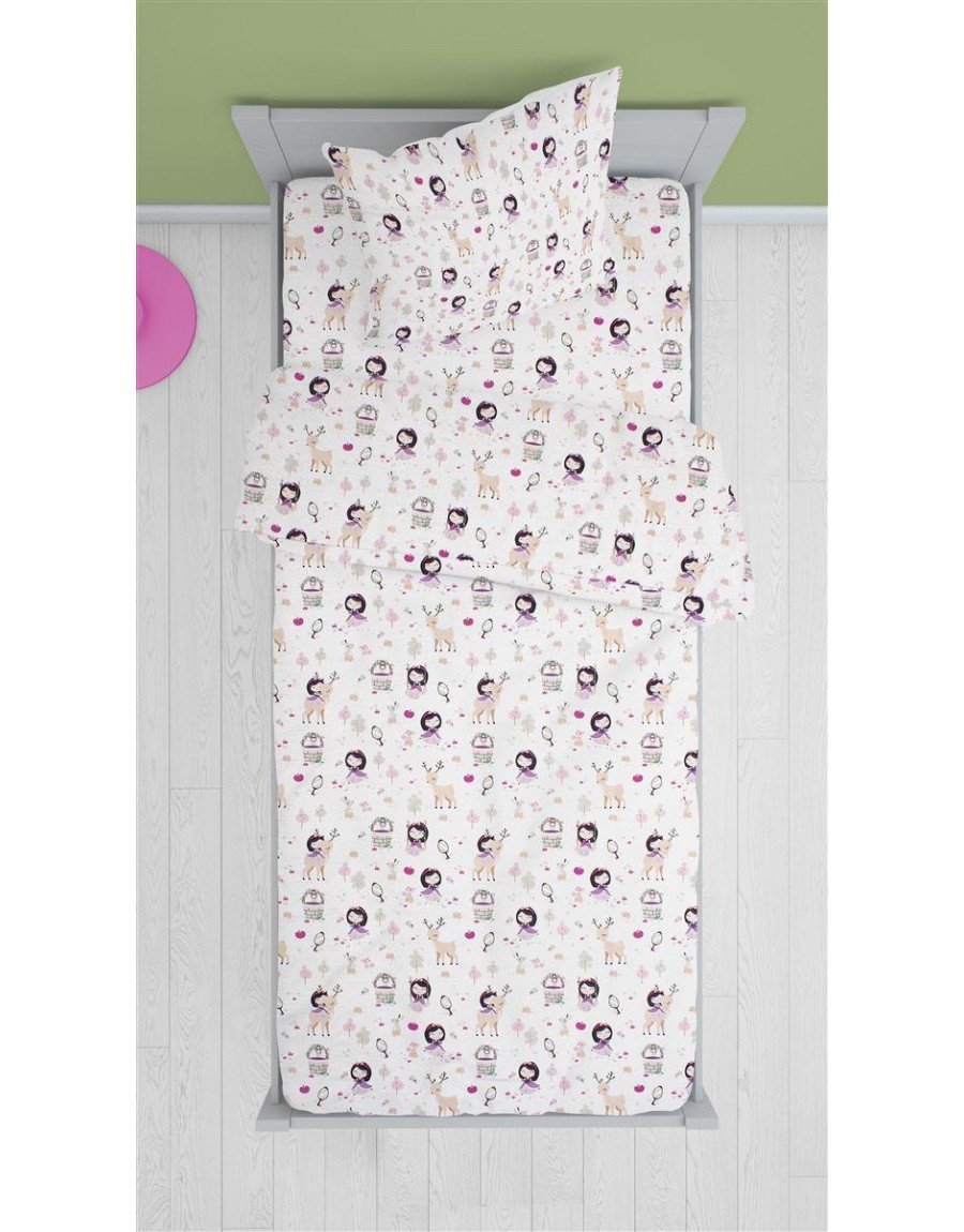 ΣΕΝΤΟΝΙΑ ΕΜΠΡΙΜΕ ΣΕΤ 2 τεμ kids Lily & Deer 179 160X240 White-Pink Cotton 100%