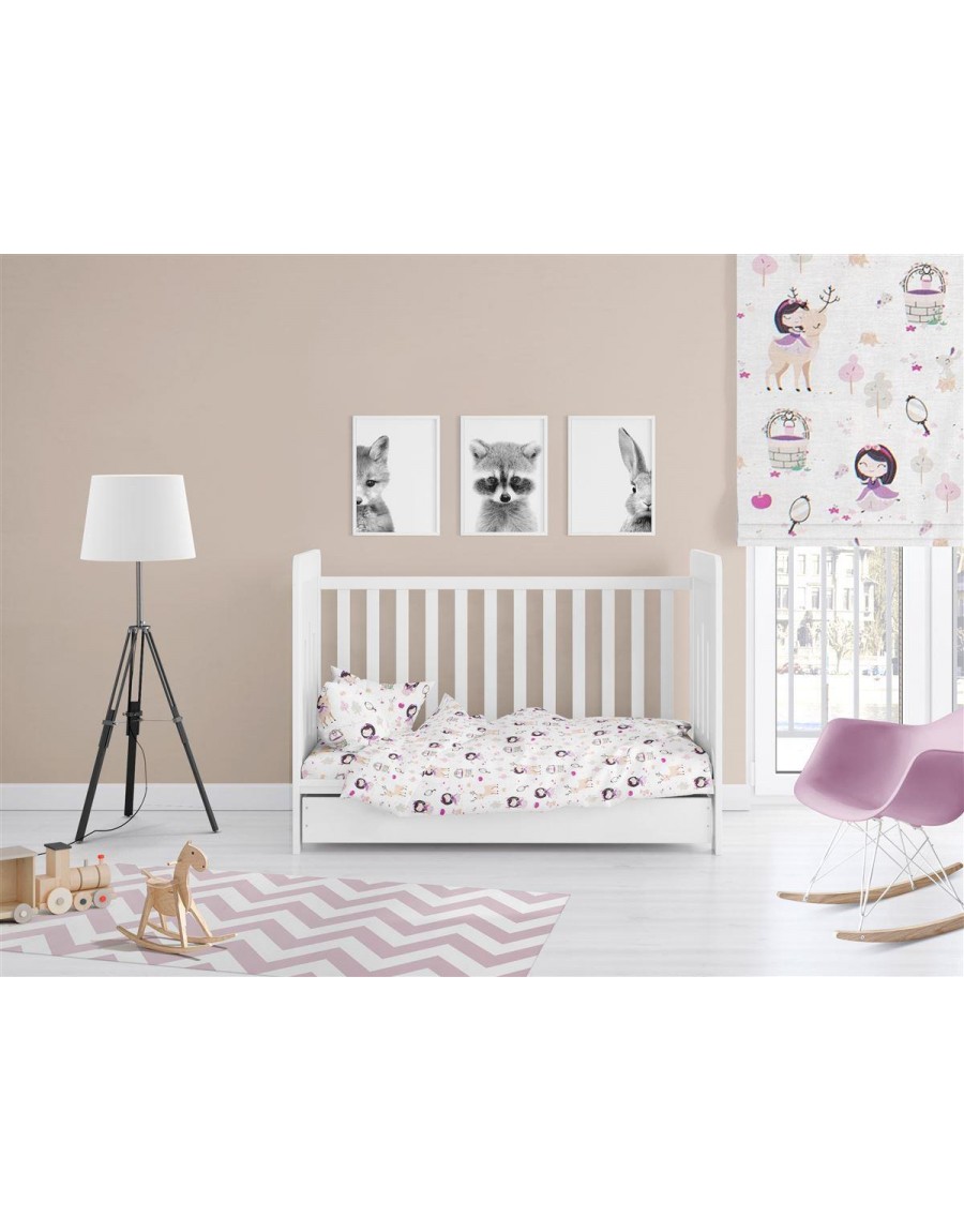 ΣΕΝΤΟΝΙΑ ΕΜΠΡΙΜΕ ΣΕΤ 3 τεμ bebe Lily & Deer 179 120X160 White-Pink Cotton 100%