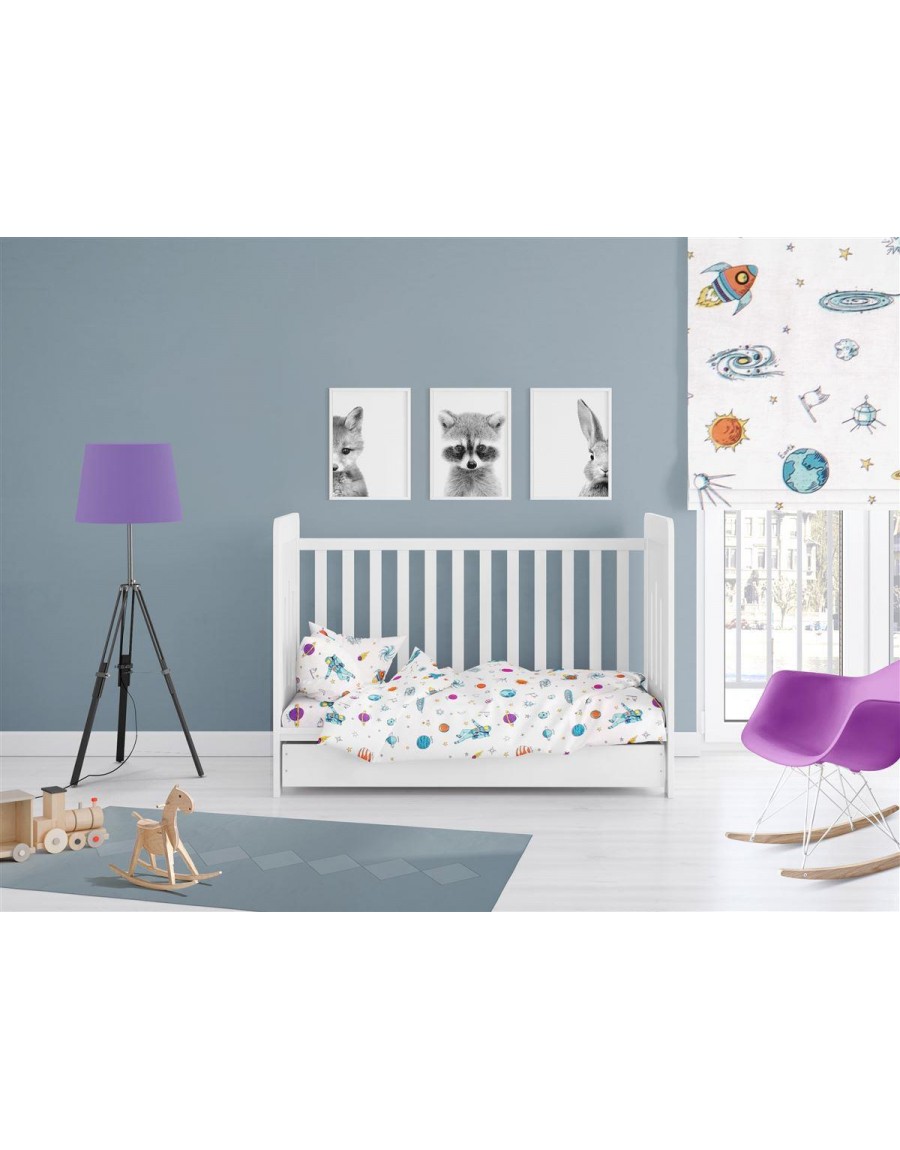 ΚΑΤΩΣΕΝΤΟΝΟ ΜΕ ΛΑΣΤΙΧΟ bebe Space 188 0,70X1,40X0,15 White Cotton 100%