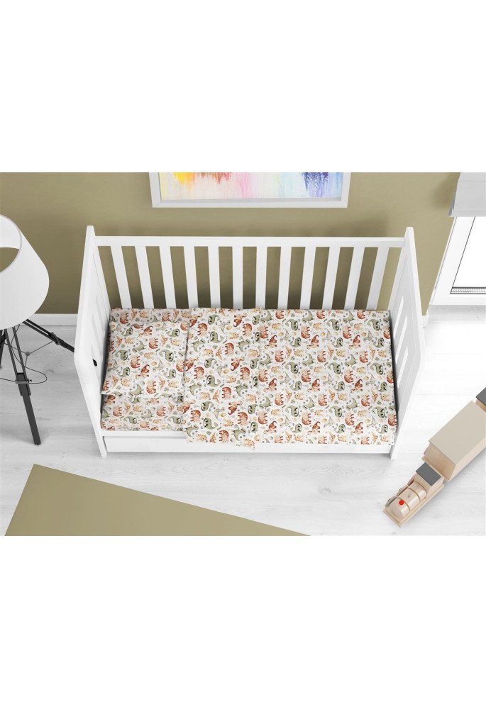 ΚΑΤΩΣΕΝΤΟΝΟ ΜΕ ΛΑΣΤΙΧΟ bebe Dinosaur 515 0,70X1,40X0,15 Beige 100% Cotton