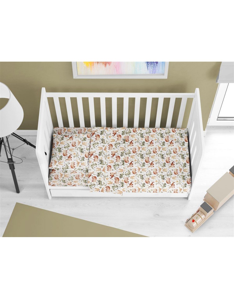 ΚΑΤΩΣΕΝΤΟΝΟ ΜΕ ΛΑΣΤΙΧΟ bebe Dinosaur 515 0,70X1,40X0,15 Beige 100% Cotton