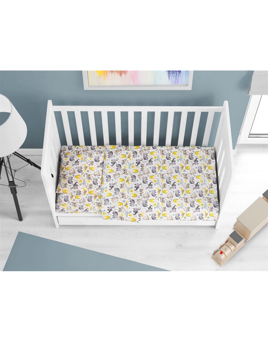 ΚΑΤΩΣΕΝΤΟΝΟ ΜΕ ΛΑΣΤΙΧΟ bebe Dinosaur 516 0,70X1,40X0,15 Grey 100% Cotton