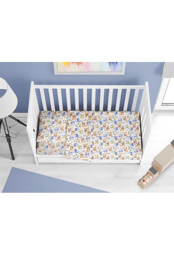 ΚΑΤΩΣΕΝΤΟΝΟ ΜΕ ΛΑΣΤΙΧΟ bebe Dinosaur 517 0,70X1,40X0,15 Sky Blue 100% Cotton