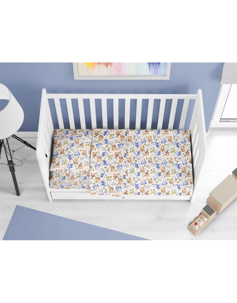 ΚΑΤΩΣΕΝΤΟΝΟ ΜΕ ΛΑΣΤΙΧΟ bebe Dinosaur 517 0,70X1,40X0,15 Sky Blue 100% Cotton