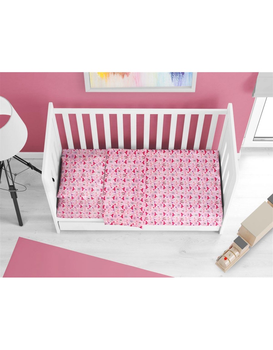 ΣΕΝΤΟΝΙΑ ΕΜΠΡΙΜΕ ΣΕΤ 3 τεμ bebe Fox 525 120X160 Pink 100% Cotton