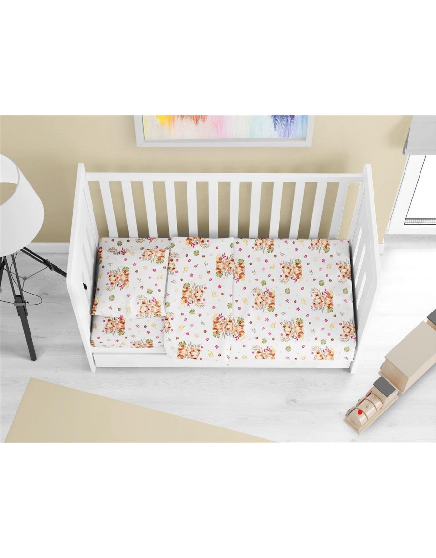 ΚΑΤΩΣΕΝΤΟΝΟ ΜΕ ΛΑΣΤΙΧΟ bebe Lion Cub 530 0,70X1,40X0,15 Beige 100% Cotton