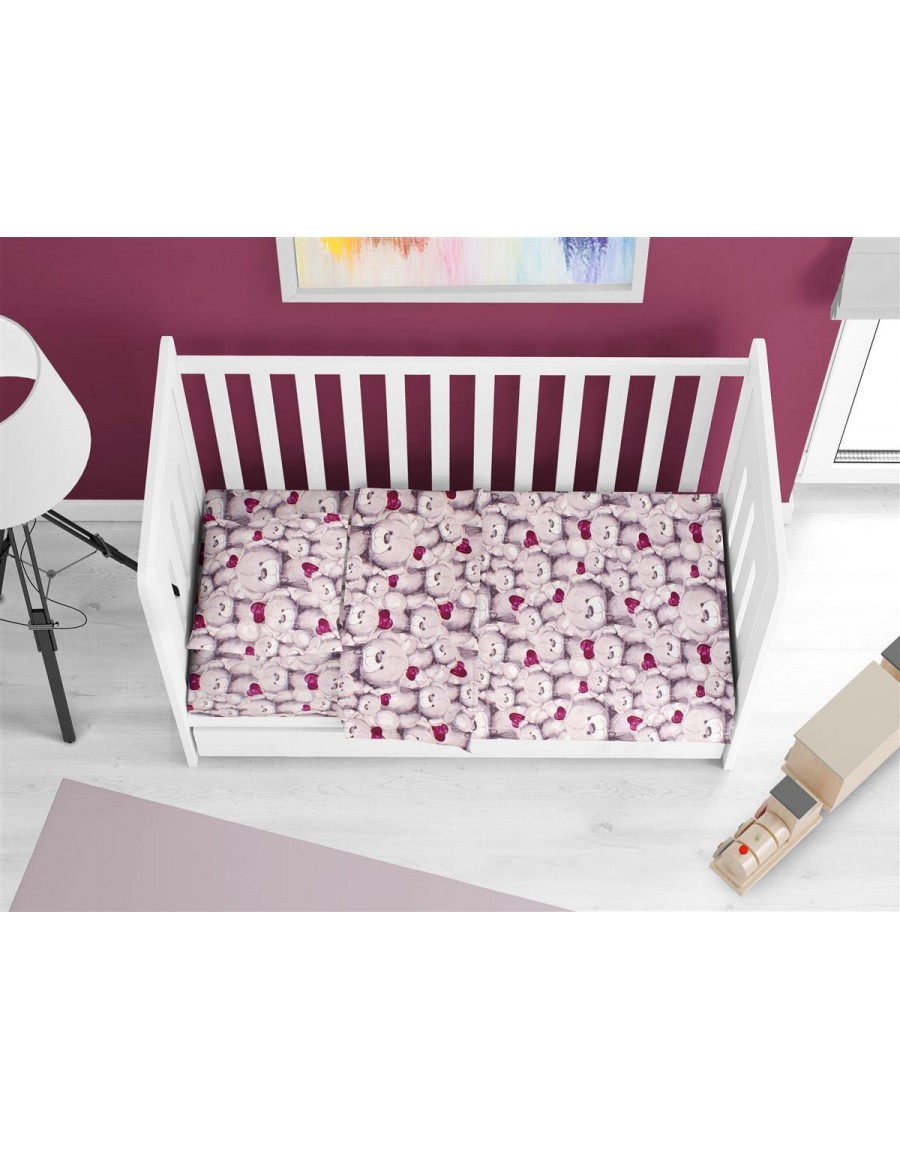 ΚΑΤΩΣΕΝΤΟΝΟ ΜΕ ΛΑΣΤΙΧΟ bebe Teddy Bear 536 0,70X1,40X0,15 Purple 100% Cotton