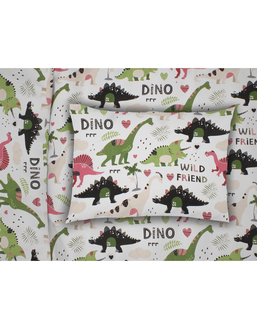 ΜΑΞΙΛΑΡΟΘΗΚΗ ΕΜΠΡΙΜΕ bebe Dinosaur 518 35X45 Multi-Colour 100% Cotton