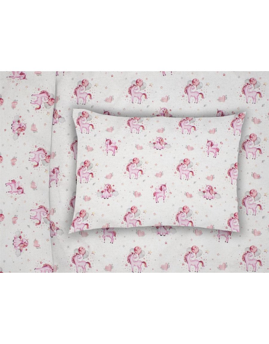 ΜΑΞΙΛΑΡΟΘΗΚΗ ΕΜΠΡΙΜΕ bebe Unicorn 208 35X45 White-Pink Cotton 100%