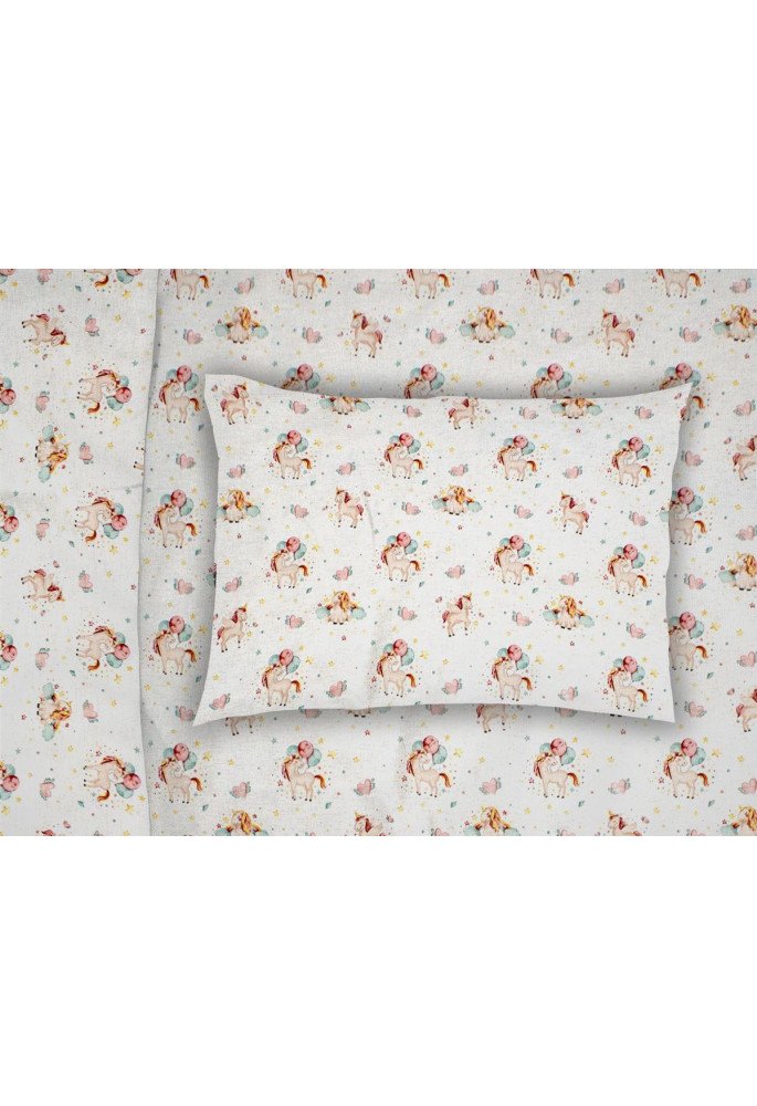 ΜΑΞΙΛΑΡΟΘΗΚΗ ΕΜΠΡΙΜΕ bebe Unicorn 209 35X45 White-Salmon Cotton 100%