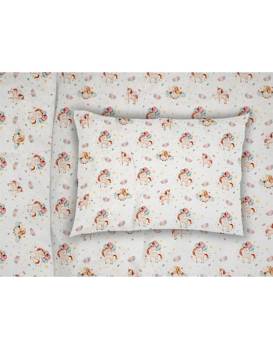 ΜΑΞΙΛΑΡΟΘΗΚΗ ΕΜΠΡΙΜΕ bebe Unicorn 209 35X45 White-Salmon Cotton 100%