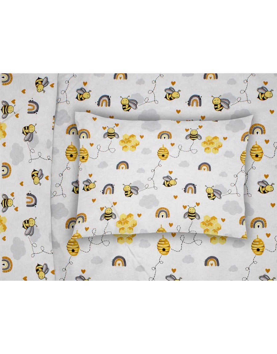 ΜΑΞΙΛΑΡΟΘΗΚΗ ΕΜΠΡΙΜΕ kids Honey Bee 545 50X70 White-Yellow 100% Cotton