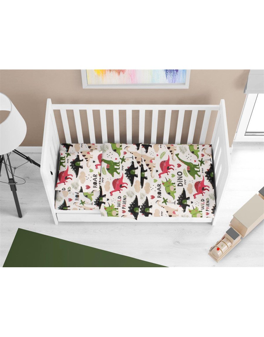 ΠΑΠΛΩΜΑ ΕΜΠΡΙΜΕ bebe Dinosaur 518 120X160 Multi-Colour 100% Cotton