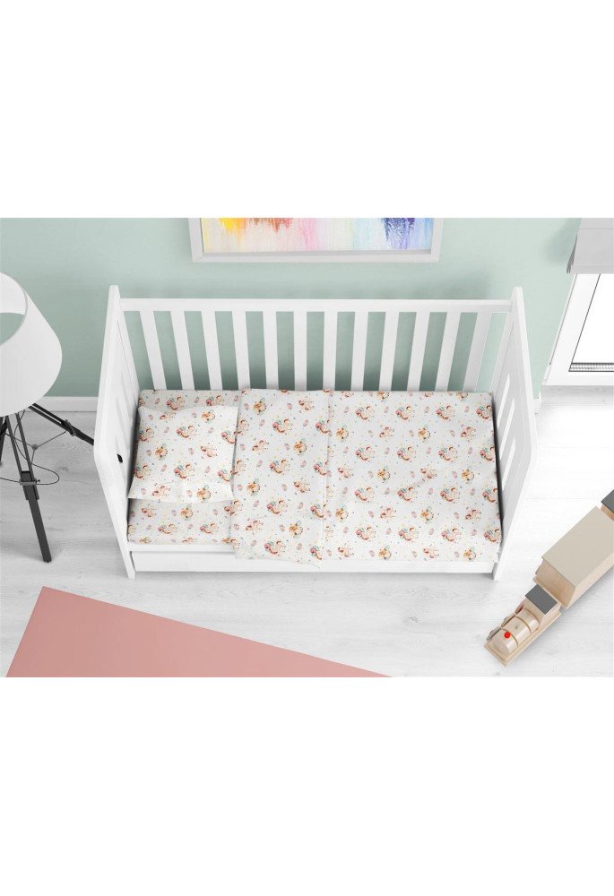 ΠΑΠΛΩΜΑ ΕΜΠΡΙΜΕ bebe Unicorn 209 120X160 White-Salmon Cotton 100%