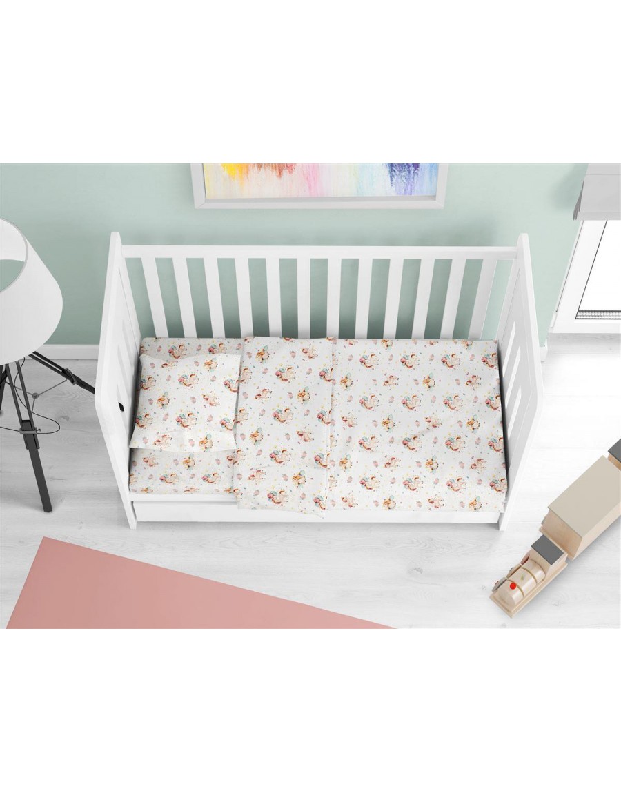 ΠΑΠΛΩΜΑ ΕΜΠΡΙΜΕ bebe Unicorn 209 120X160 White-Salmon Cotton 100%