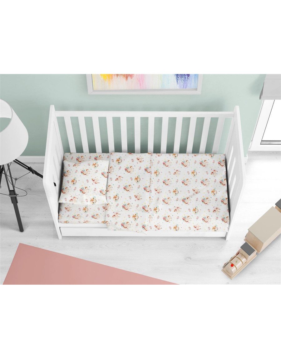 ΠΑΠΛΩΜΑΤΟΘΗΚΗ ΕΜΠΡΙΜΕ bebe Unicorn 209 120X160 White-Salmon Cotton 100%