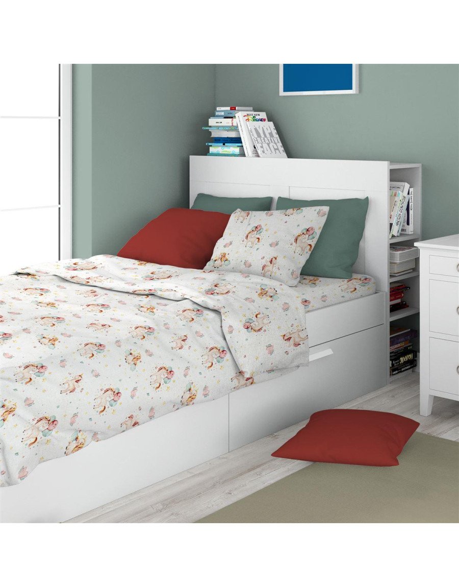 ΠΑΠΛΩΜΑΤΟΘΗΚΗ ΕΜΠΡΙΜΕ kids Unicorn 209 160X240 White-Salmon Cotton 100%