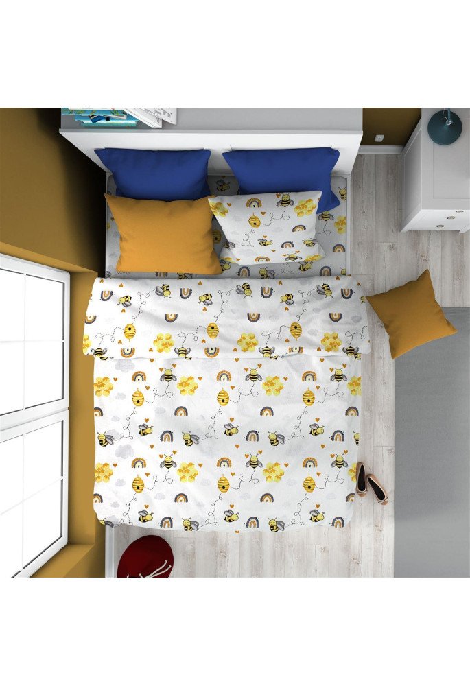 ΠΑΠΛΩΜΑ ΕΜΠΡΙΜΕ kids Honey Bee 545 160X240 White-Yellow 100% Cotton