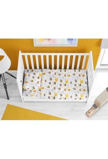 ΠΑΠΛΩΜΑΤΟΘΗΚΗ ΕΜΠΡΙΜΕ bebe Honey Bee 545 120X160 White-Yellow 100% Cotton ΠΑΠΛΩΜΑΤΟΘΗΚΗ ΕΜΠΡΙΜΕ bebe Honey Bee 545 120X160 White-Yellow 100% Cotton