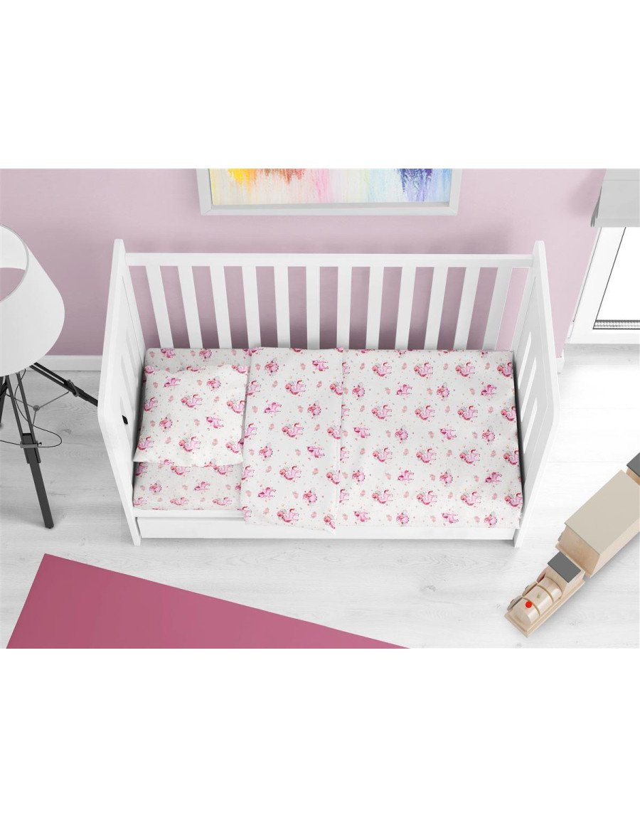 ΠΑΠΛΩΜΑΤΟΘΗΚΗ ΕΜΠΡΙΜΕ bebe Unicorn 208 120X160 White-Pink Cotton 100%