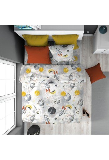 ΠΑΠΛΩΜΑΤΟΘΗΚΗ ΕΜΠΡΙΜΕ kids Spaceship 187 160X240 Grey Cotton 100% ΠΑΠΛΩΜΑΤΟΘΗΚΗ ΕΜΠΡΙΜΕ kids Spaceship 187 160X240 Grey Cotton 100%
