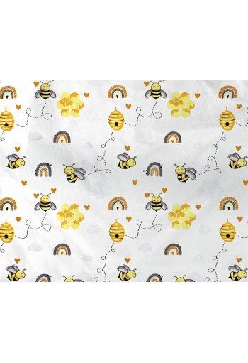 ΣΕΝΤΟΝΑΚΙ ΛΙΚΝΟΥ bebe Honey Bee 545 80X110 White-Yellow 100% Cotton ΣΕΝΤΟΝΑΚΙ ΛΙΚΝΟΥ bebe Honey Bee 545 80X110 White-Yellow 100% Cotton