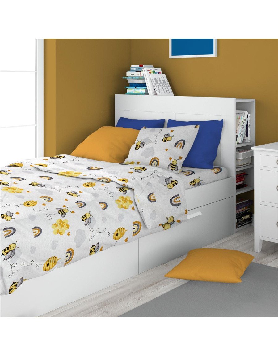 ΣΕΝΤΟΝΙΑ ΕΜΠΡΙΜΕ ΣΕΤ 2 τεμ kids Honey Bee 545 160X240 White-Yellow 100% Cotton