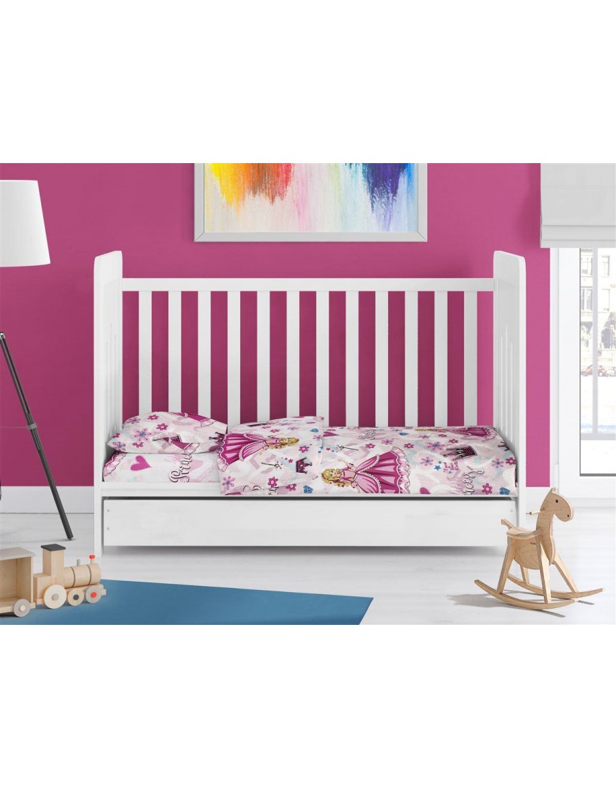 ΚΑΤΩΣΕΝΤΟΝΟ ΜΕ ΛΑΣΤΙΧΟ bebe Princess 390 0,70X1,40X0,15 Pink 70/30 Cott/Pol