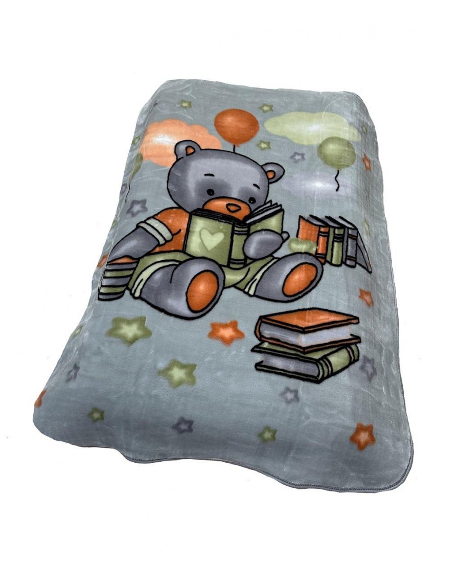 ΚΟΥΒΕΡΤΑ ΒΕΛΟΥΤΕ ΠΟΛΥΤΕΛΕΙΑΣ bebe Studying Bear 38 110X140 Light Grey 100% Polyester