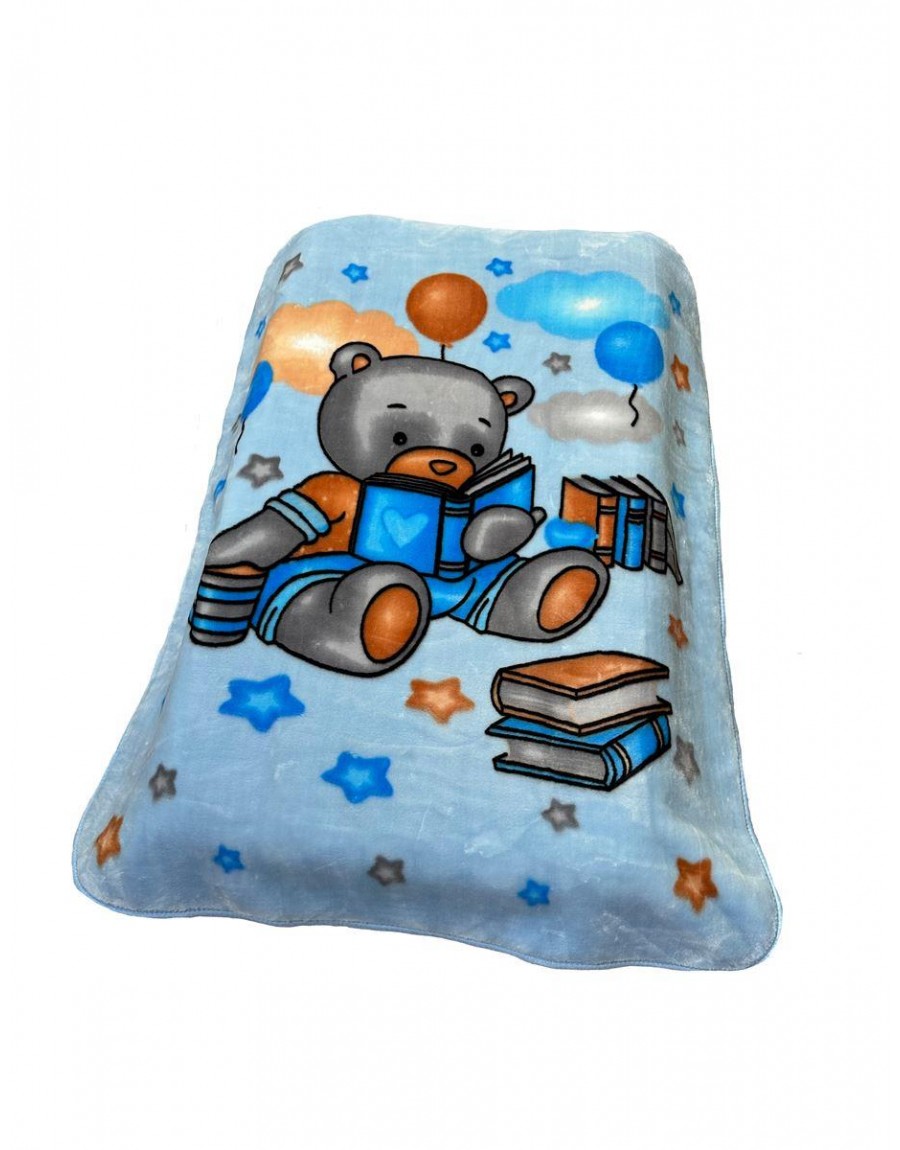 ΚΟΥΒΕΡΤΑ ΒΕΛΟΥΤΕ ΠΟΛΥΤΕΛΕΙΑΣ bebe Studying Bear 36 110X140 Baby Blue 100% Polyester